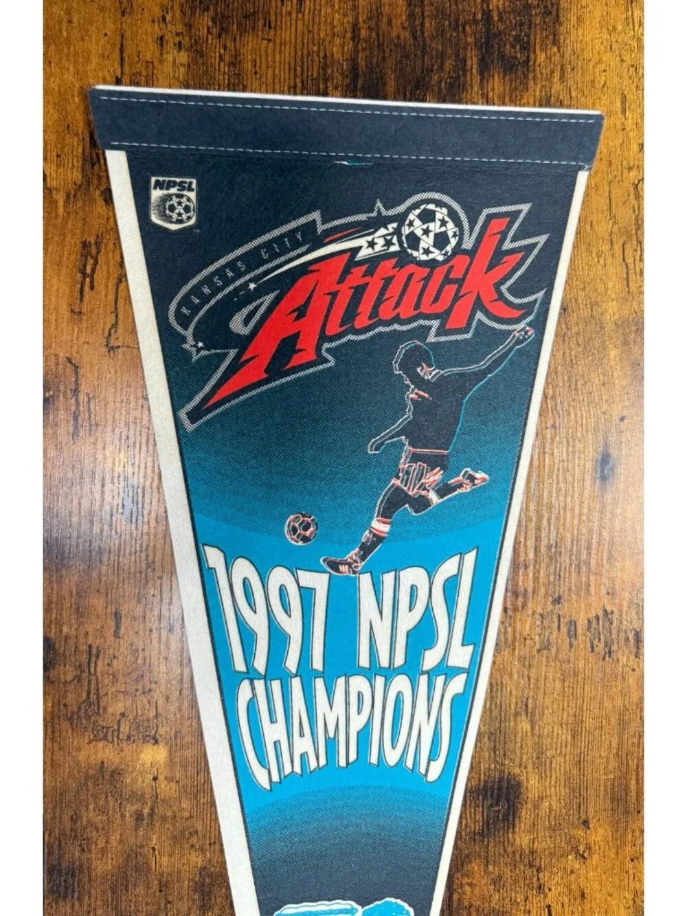 Vintage 1997 NPSL Champions Kansas City Attack pennant